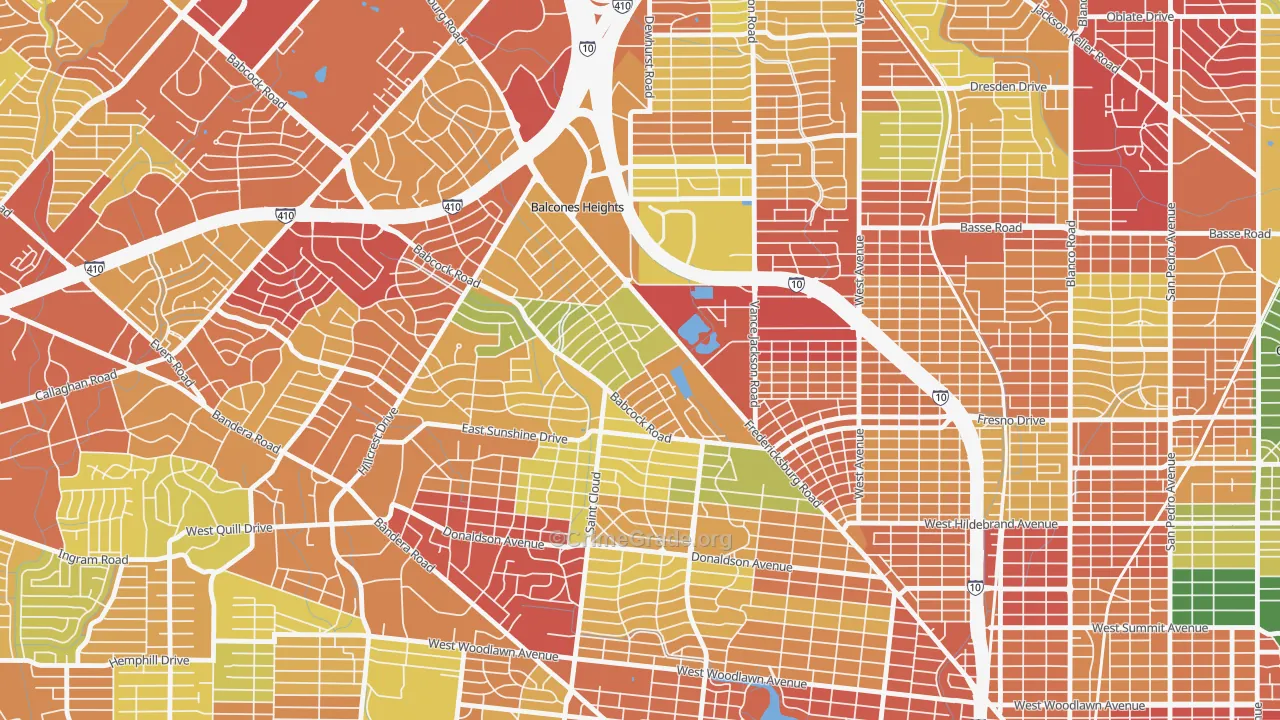 Laddie Place and North Wilson, San Antonio, TX Map of Vandalism Rates
