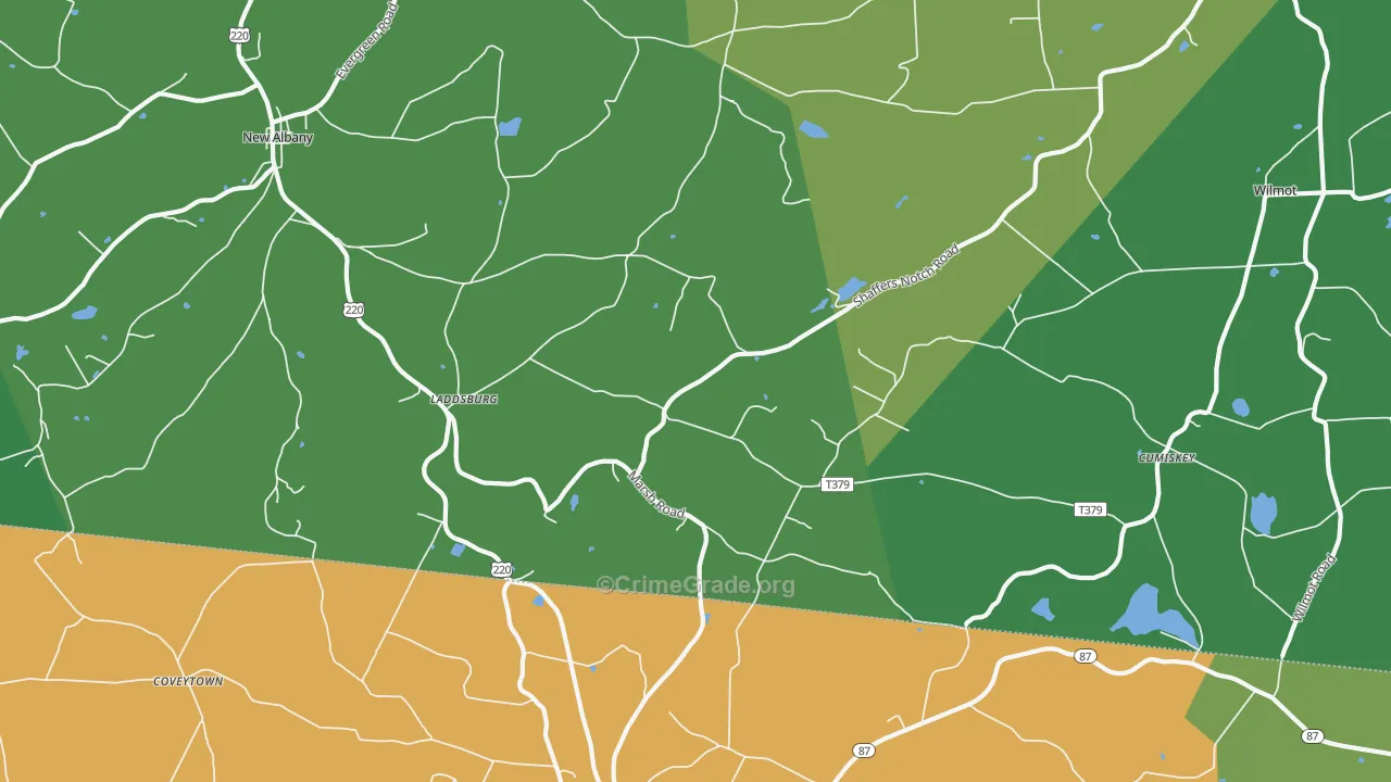 Laddsburg, PA Map of Vandalism Rates
