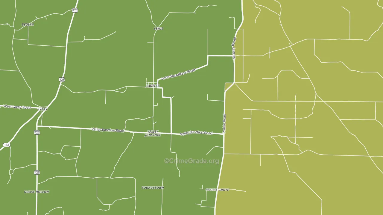 Ladelle, AR Map of Vandalism Rates