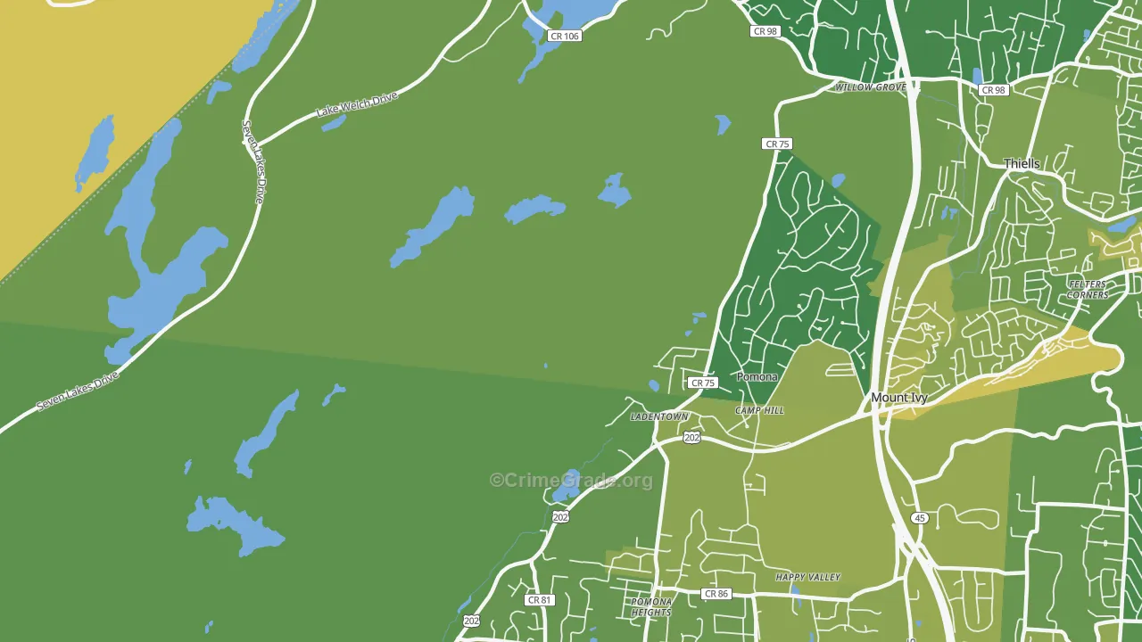 Ladentown, NY Map of Vandalism Rates