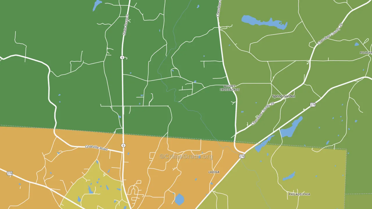 Ladiga, AL Map of Vandalism Rates