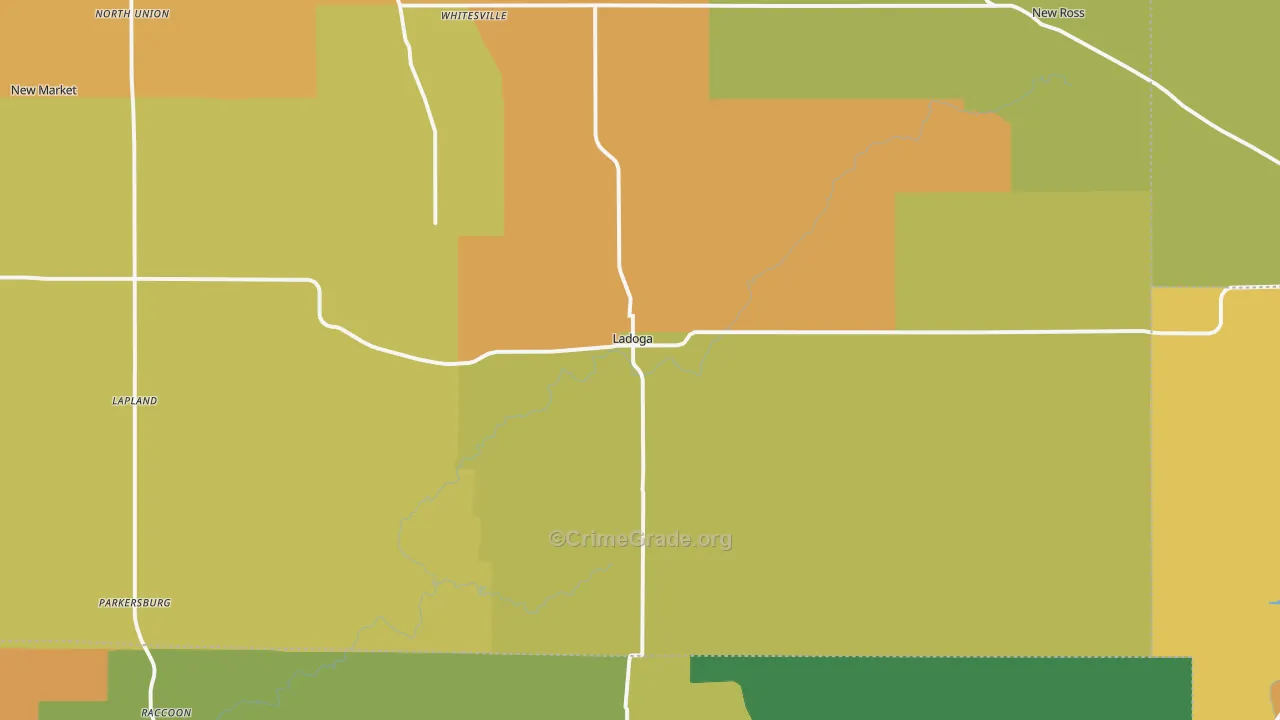 Ladoga, IN Map of Vandalism Rates