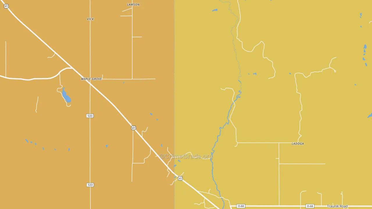Ladoga, MI Map of Vandalism Rates