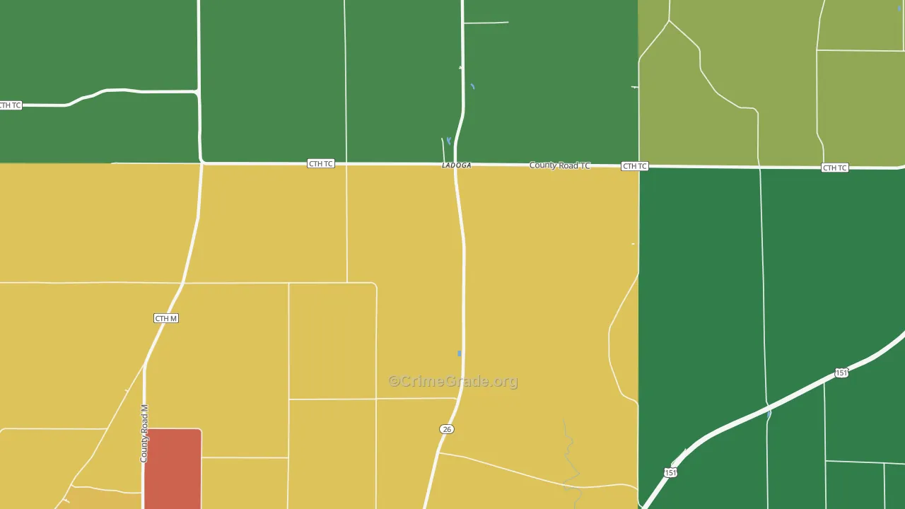 Ladoga, WI Map of Vandalism Rates