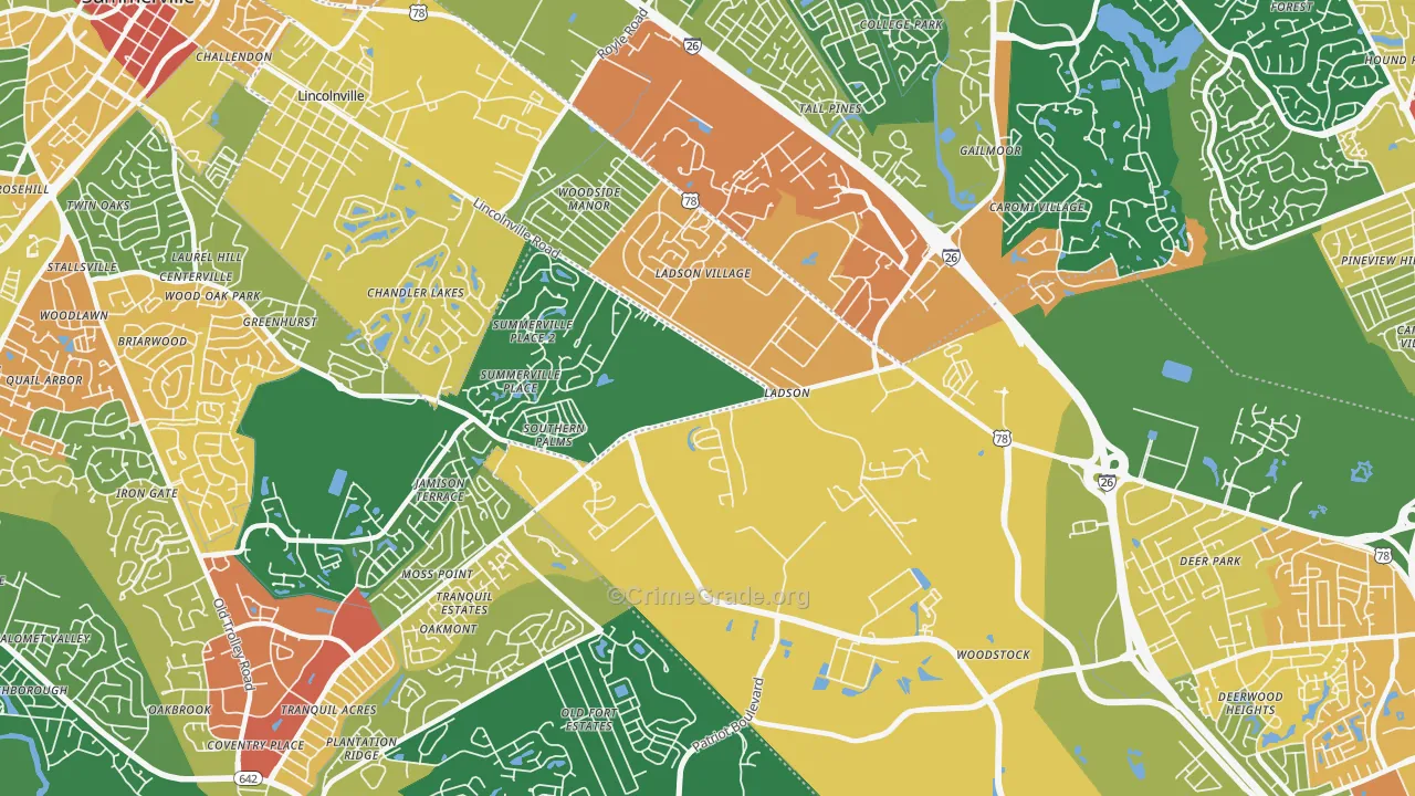 Ladson, SC Map of Vandalism Rates