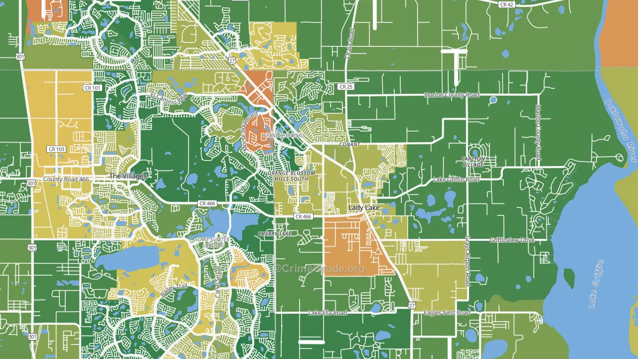 Lady Lake, FL Map of Vandalism Rates