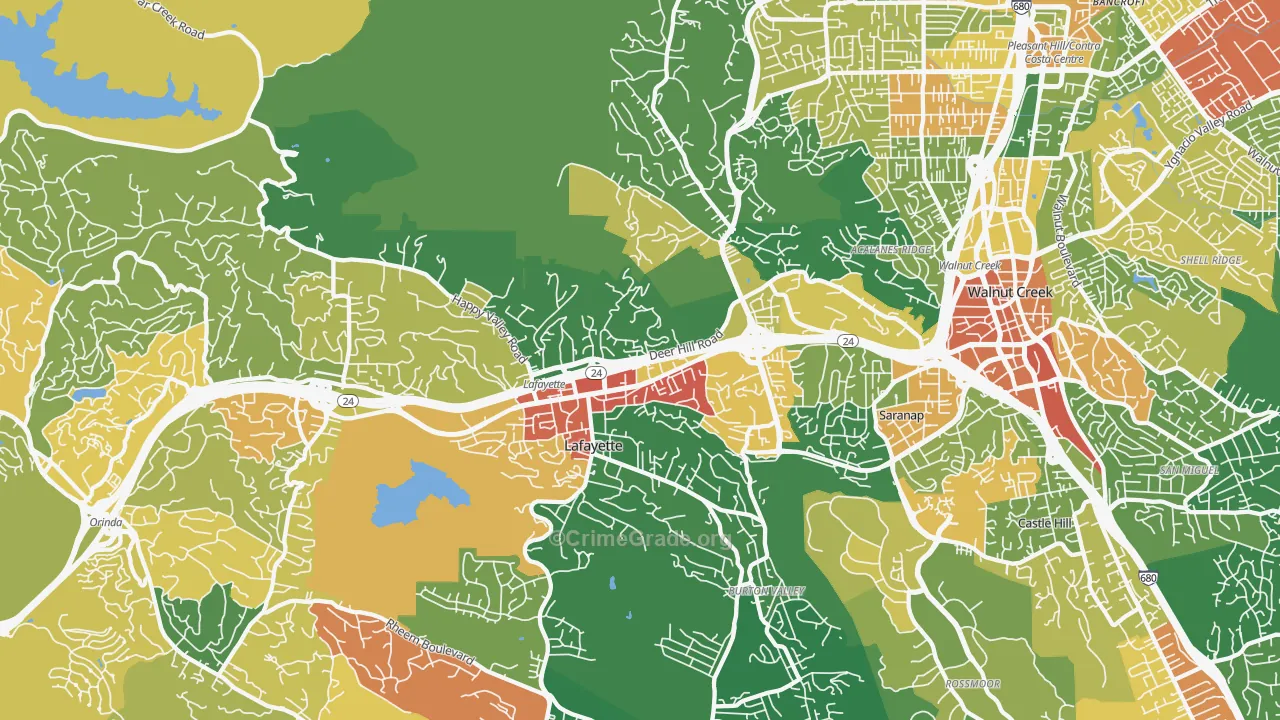 Lafayette, CA Map of Vandalism Rates