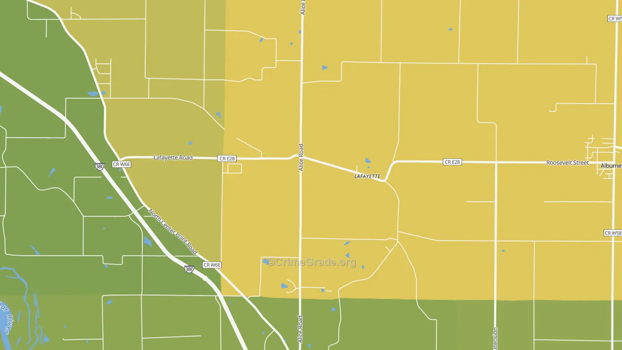 Lafayette, IA Map of Vandalism Rates