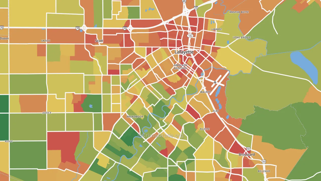 Lafayette, LA Map of Vandalism Rates