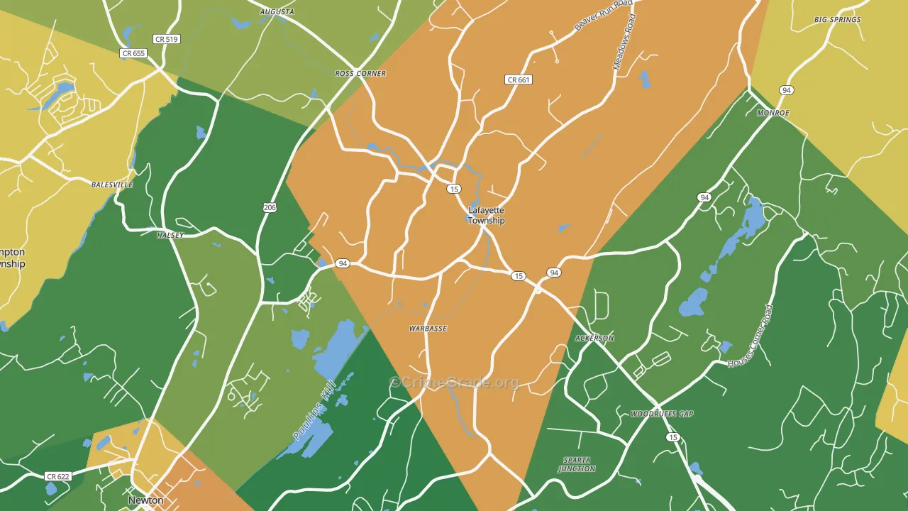 Lafayette, NJ Map of Vandalism Rates