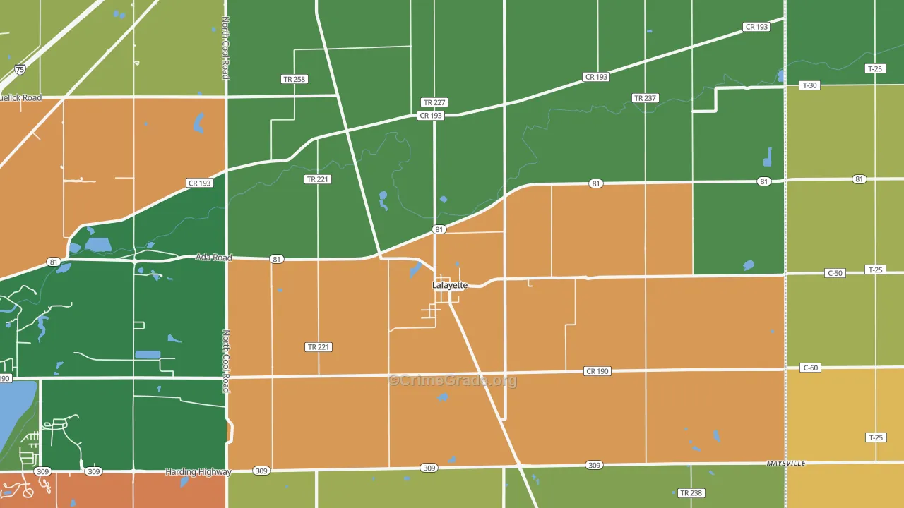 Lafayette, OH Map of Vandalism Rates
