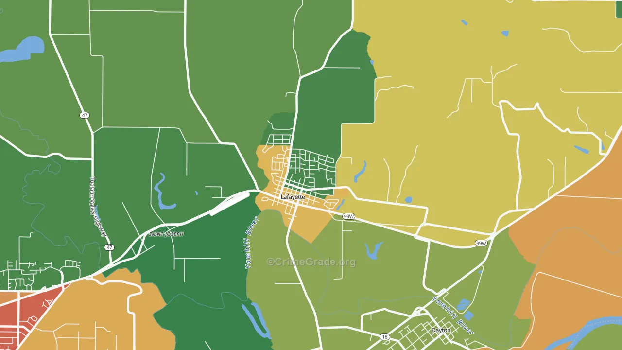 Lafayette, OR Map of Vandalism Rates