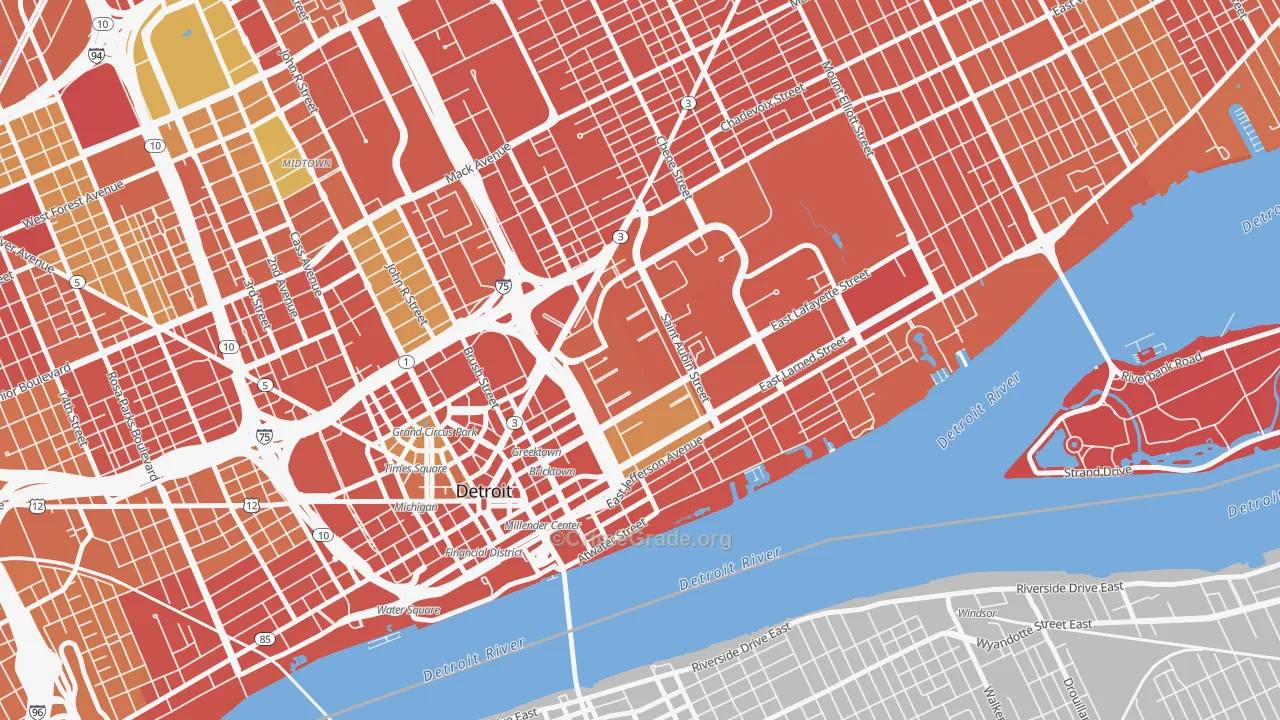Lafayette Park, Detroit, MI Map of Vandalism Rates