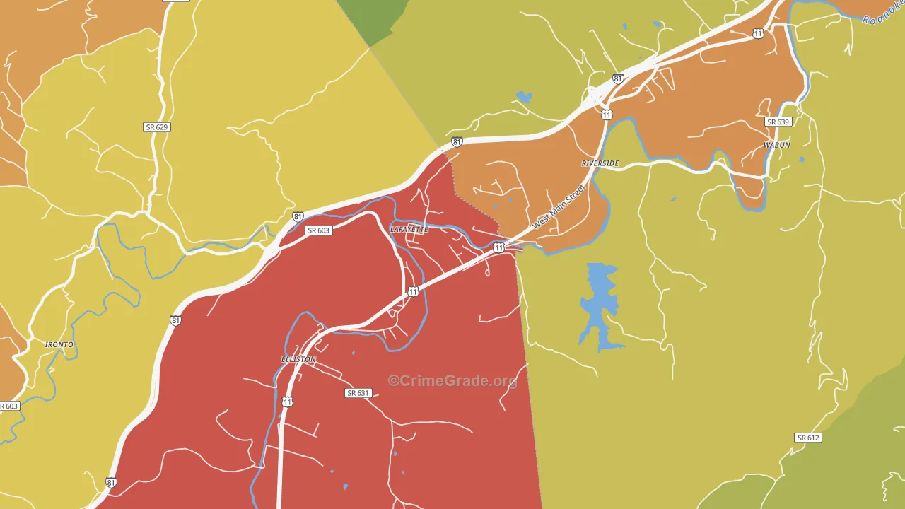 Lafayette, VA Map of Vandalism Rates