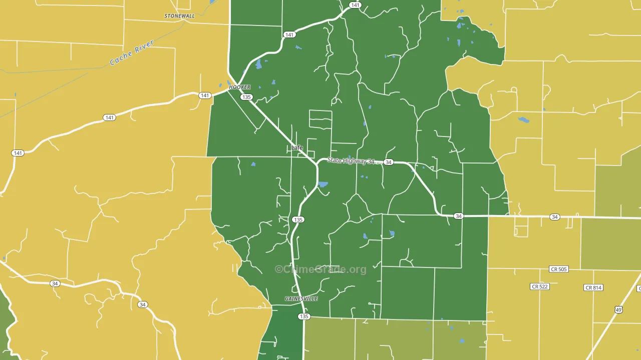 Lafe, AR Map of Vandalism Rates