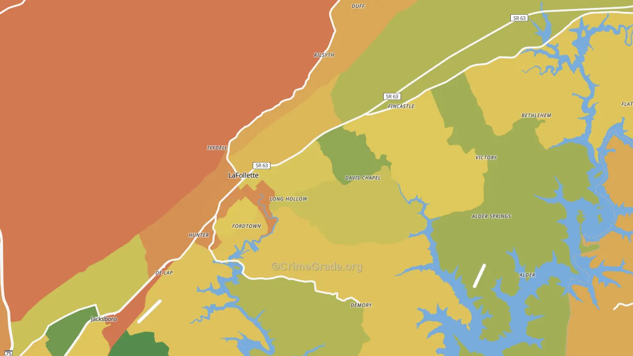 Lafollette, TN Map of Vandalism Rates