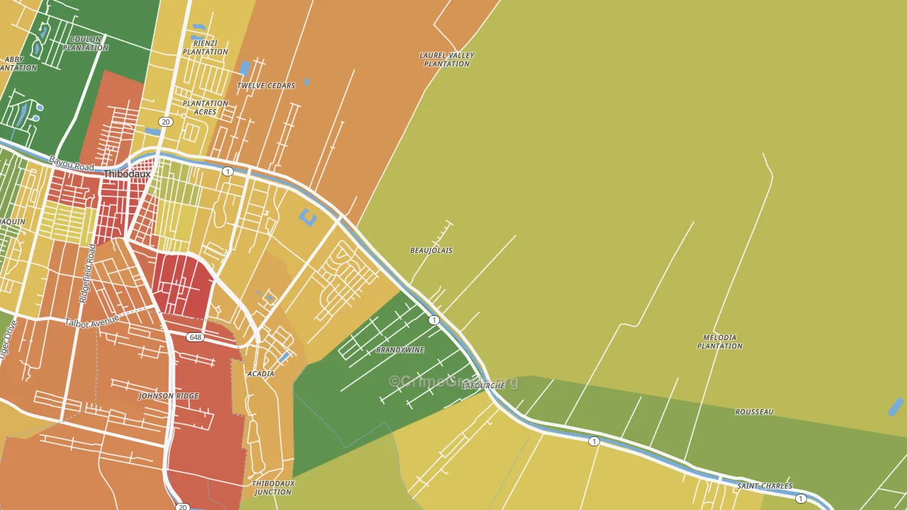 Lafourche, LA Map of Vandalism Rates