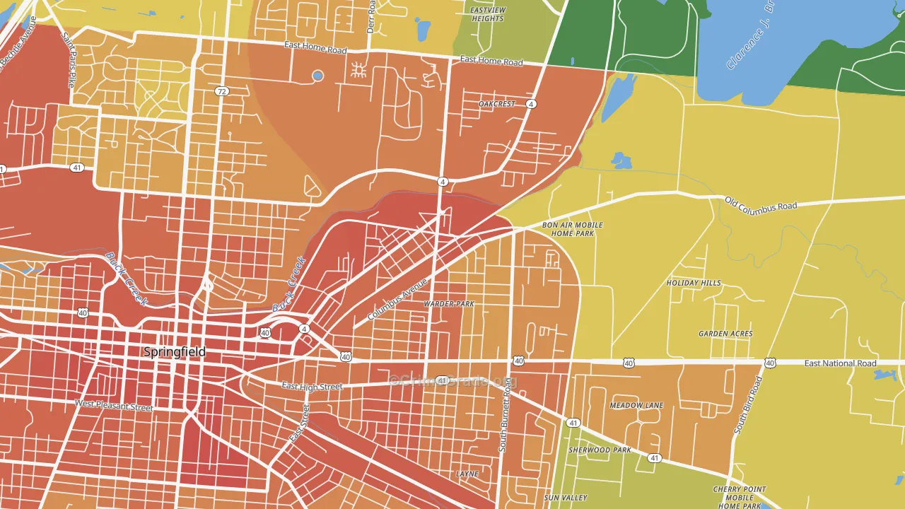Lagonda, Springfield, OH Map of Vandalism Rates