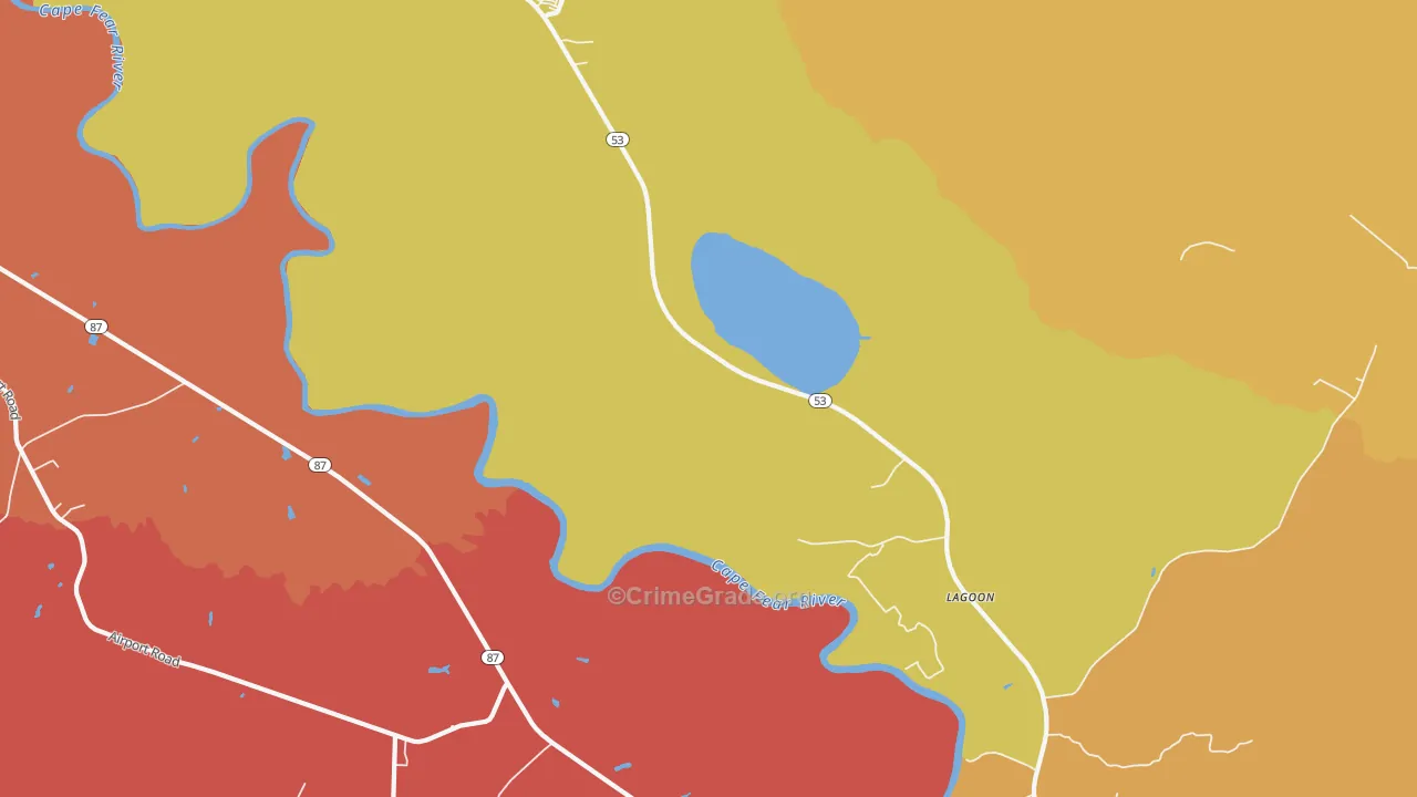 Lagoon, NC Map of Vandalism Rates