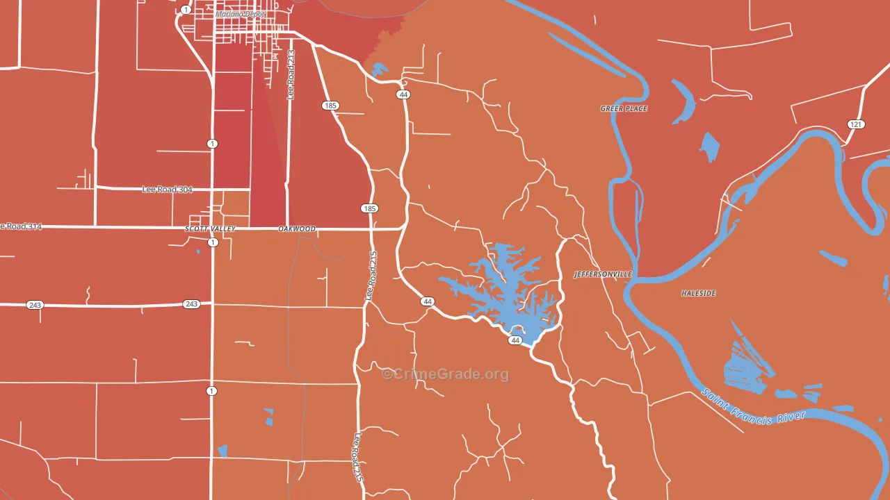 Lagrange, AR Map of Vandalism Rates