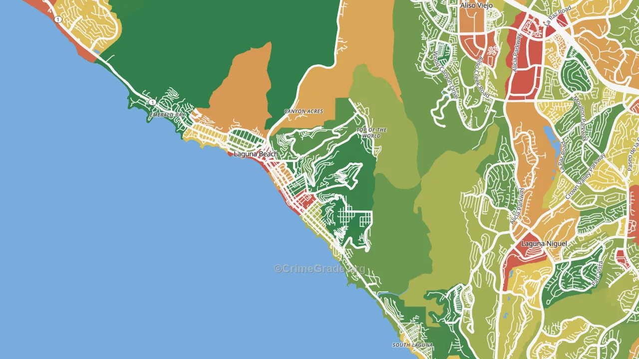 Laguna Beach, CA Map of Vandalism Rates