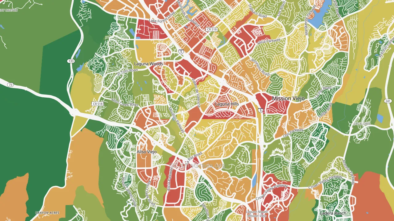 Laguna Hills, CA Map of Vandalism Rates