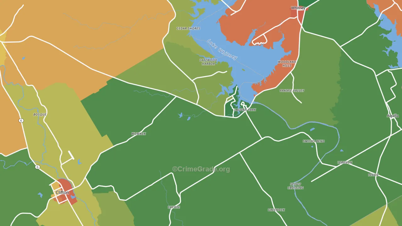Laguna Park, TX Map of Vandalism Rates