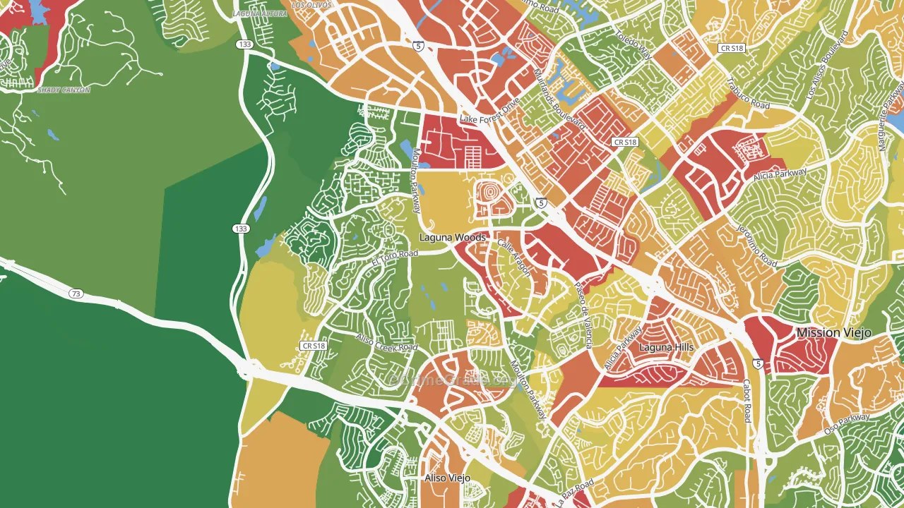 Laguna Woods, CA Map of Vandalism Rates