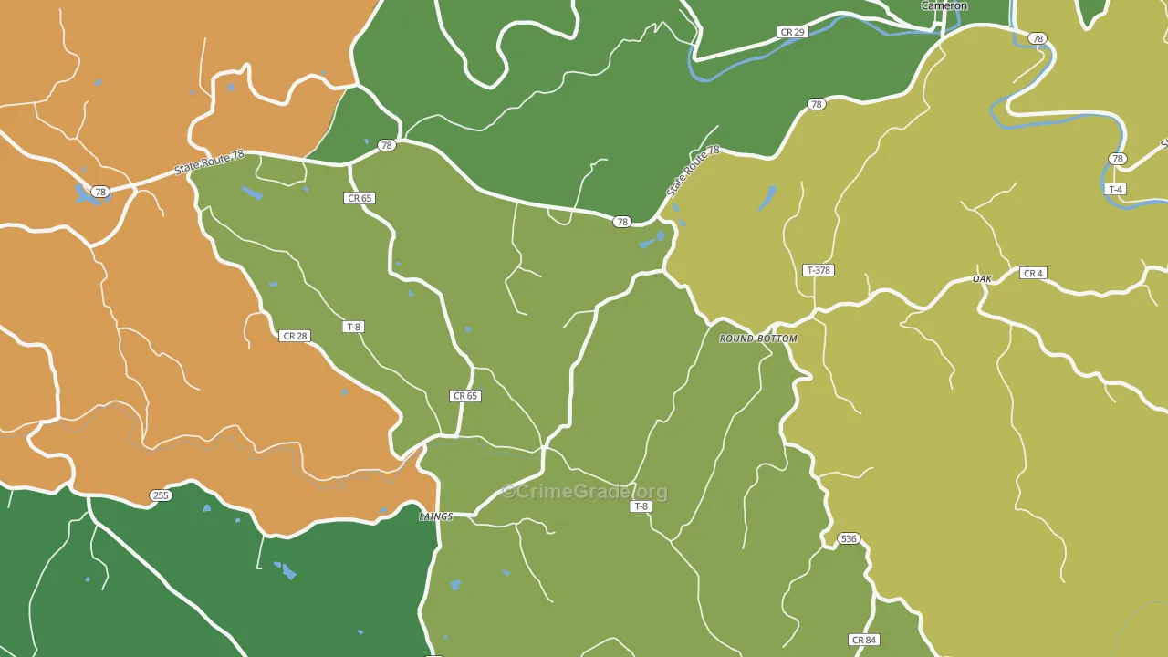 Laings, OH Map of Vandalism Rates