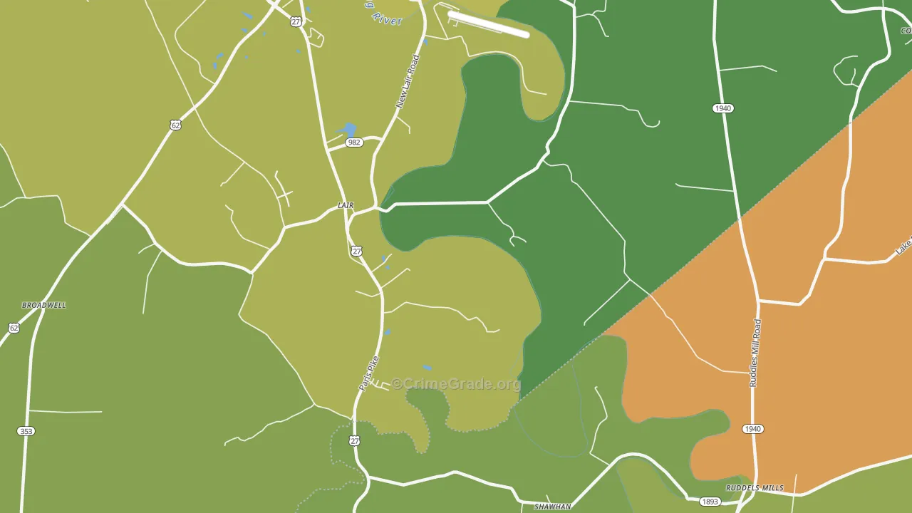 Lair, KY Map of Vandalism Rates