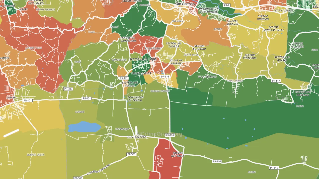 Lajas, PR Map of Vandalism Rates