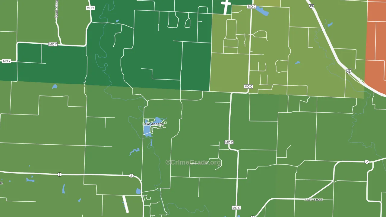 Lake Annette, MO Map of Vandalism Rates