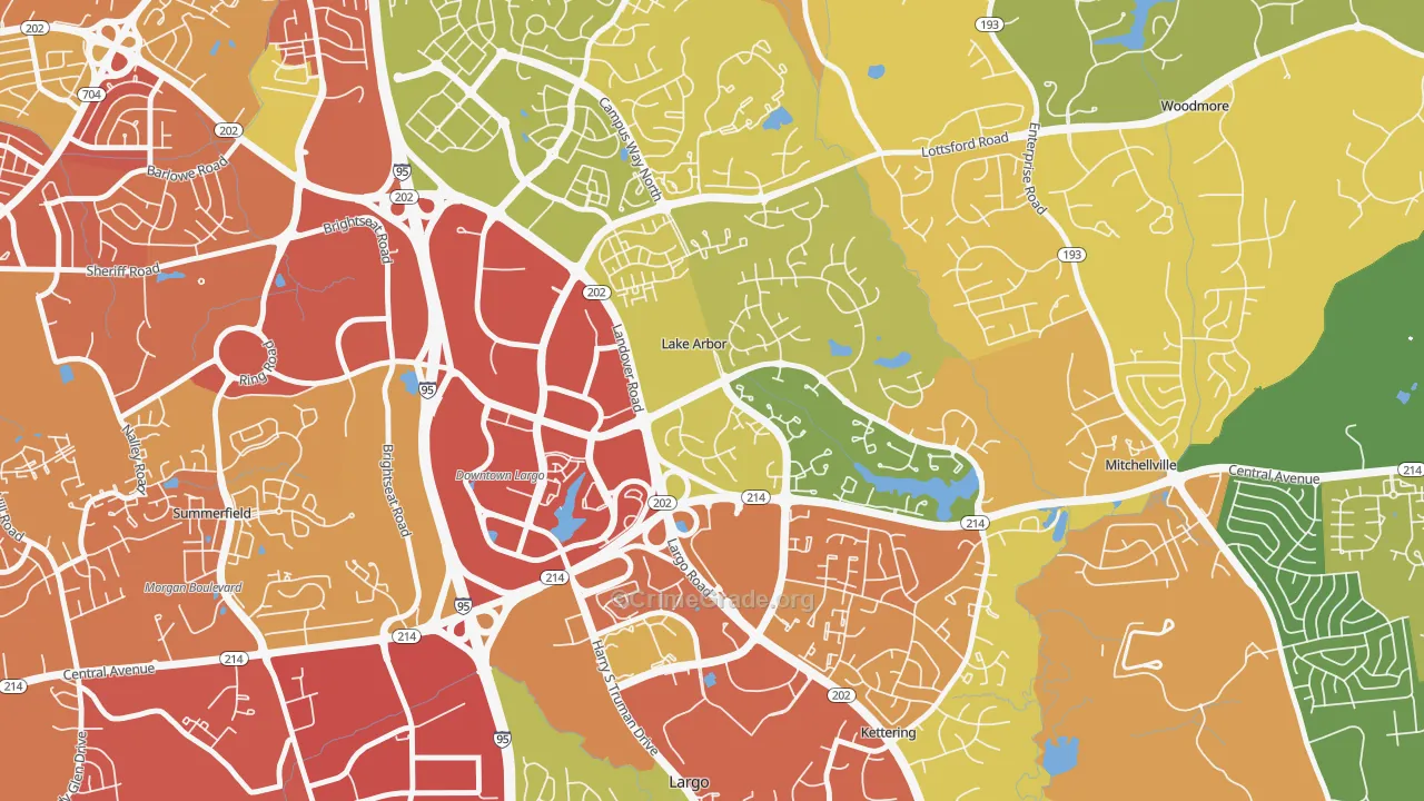 Lake Arbor, MD Map of Vandalism Rates