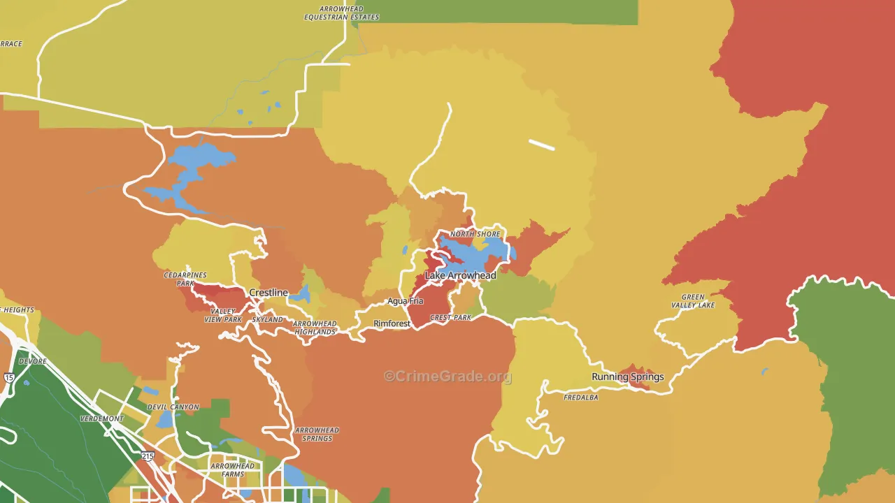 Lake Arrowhead, CA Map of Vandalism Rates