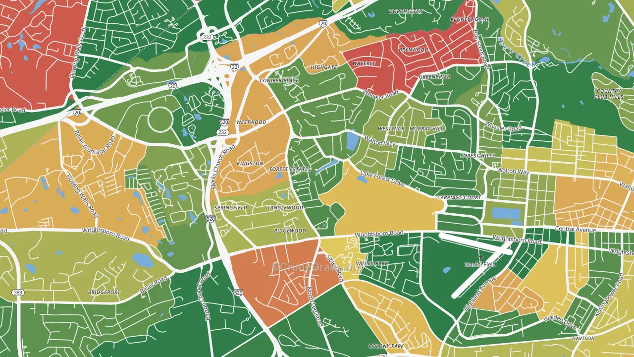 Lake Aumond, Augusta, GA Map of Vandalism Rates