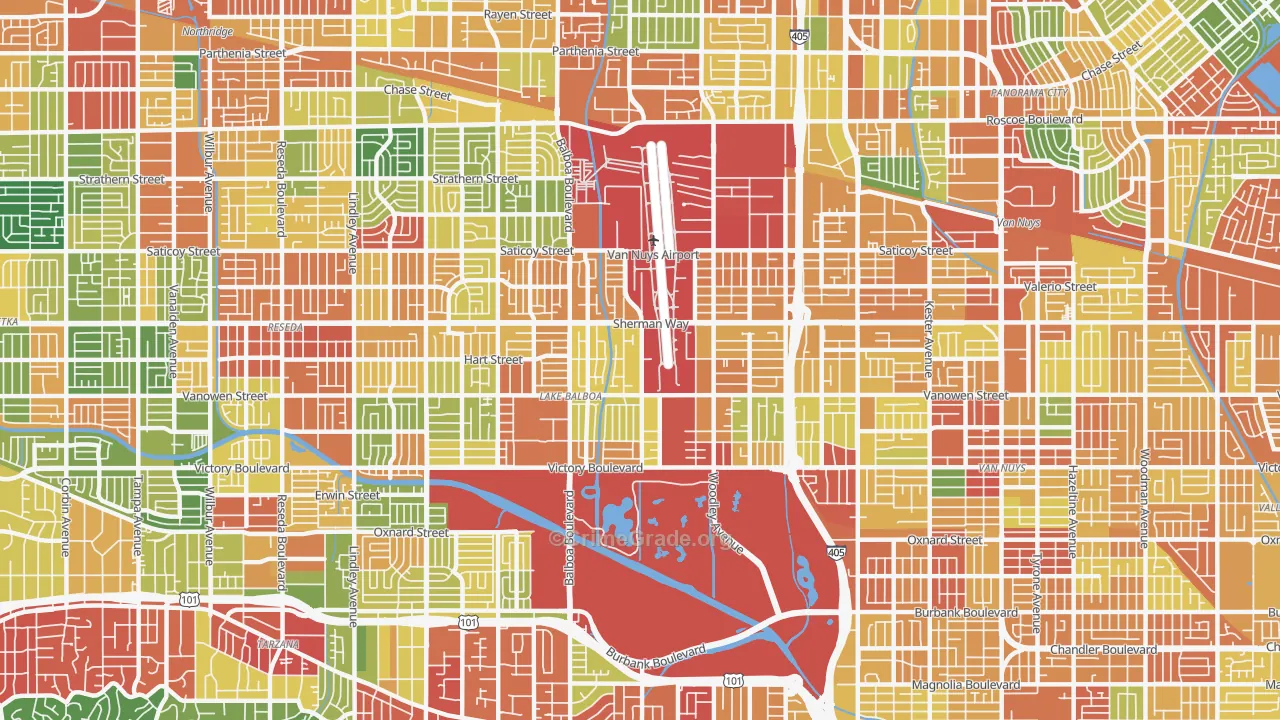 Lake Balboa, Van Nuys, CA Map of Vandalism Rates