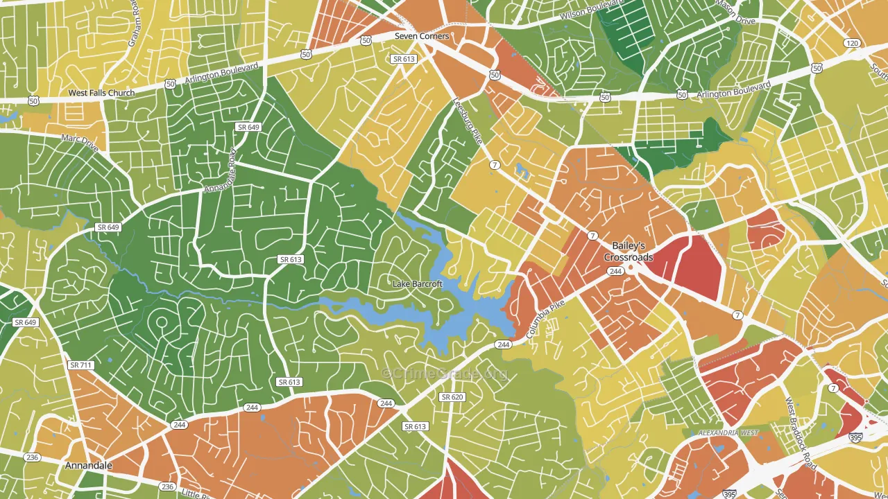 Lake Barcroft, Falls Church, VA Map of Vandalism Rates