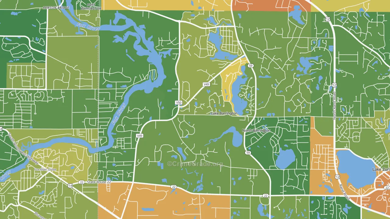 Lake Barrington, IL Map of Vandalism Rates