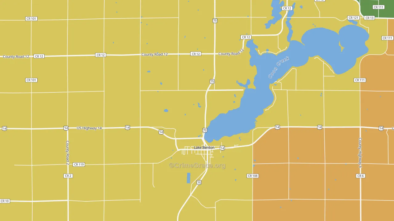 Lake Benton, MN Map of Vandalism Rates