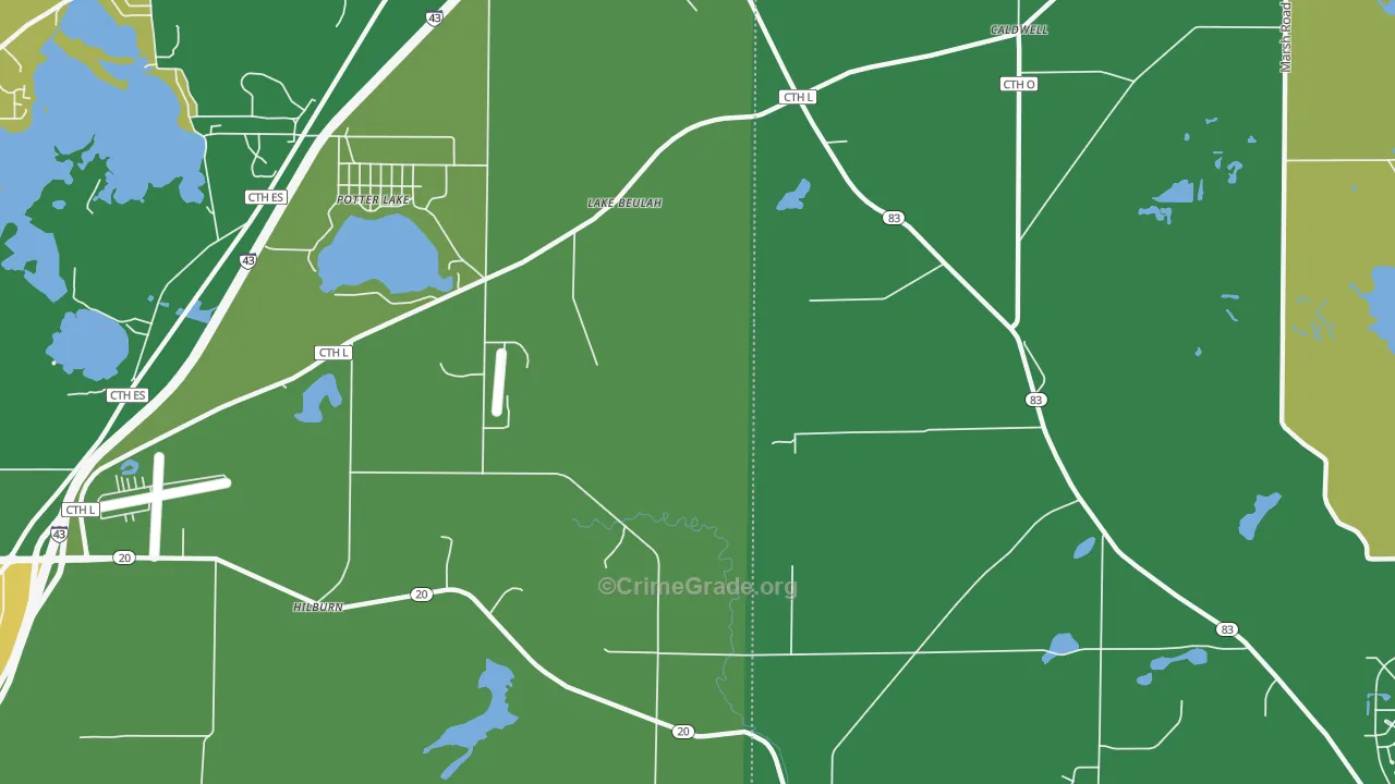 Lake Beulah, WI Map of Vandalism Rates