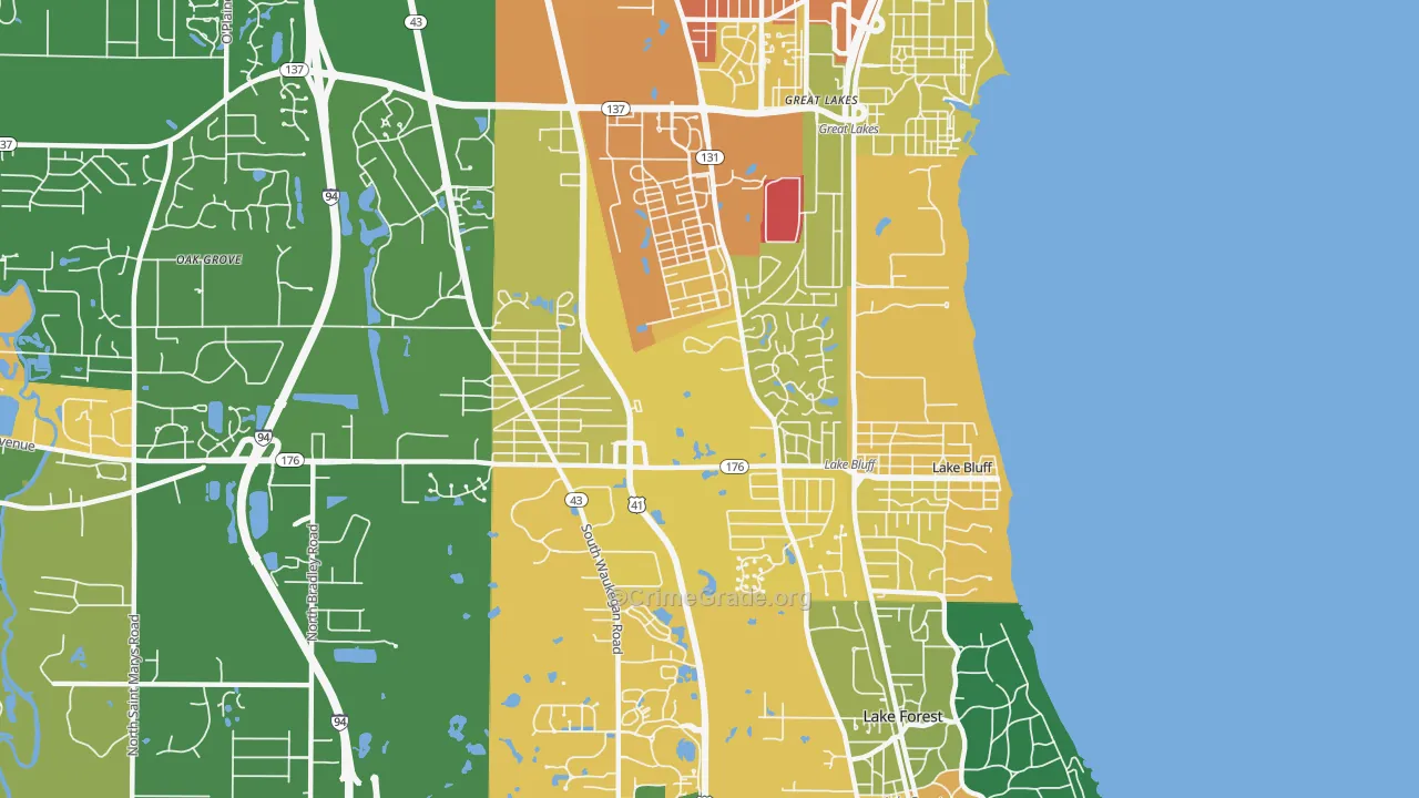 Lake Bluff, IL Map of Vandalism Rates