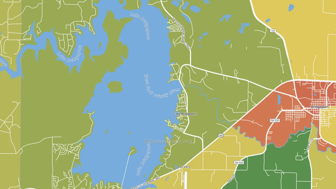 Lake Bridgeport, TX Map of Vandalism Rates