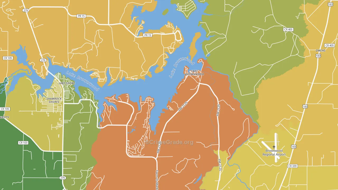 Lake Brownwood, TX Map of Vandalism Rates