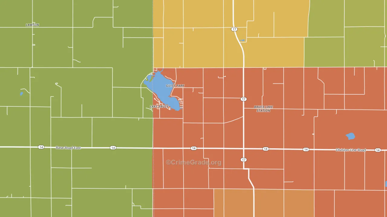 Lake Bruce, IN Map of Vandalism Rates