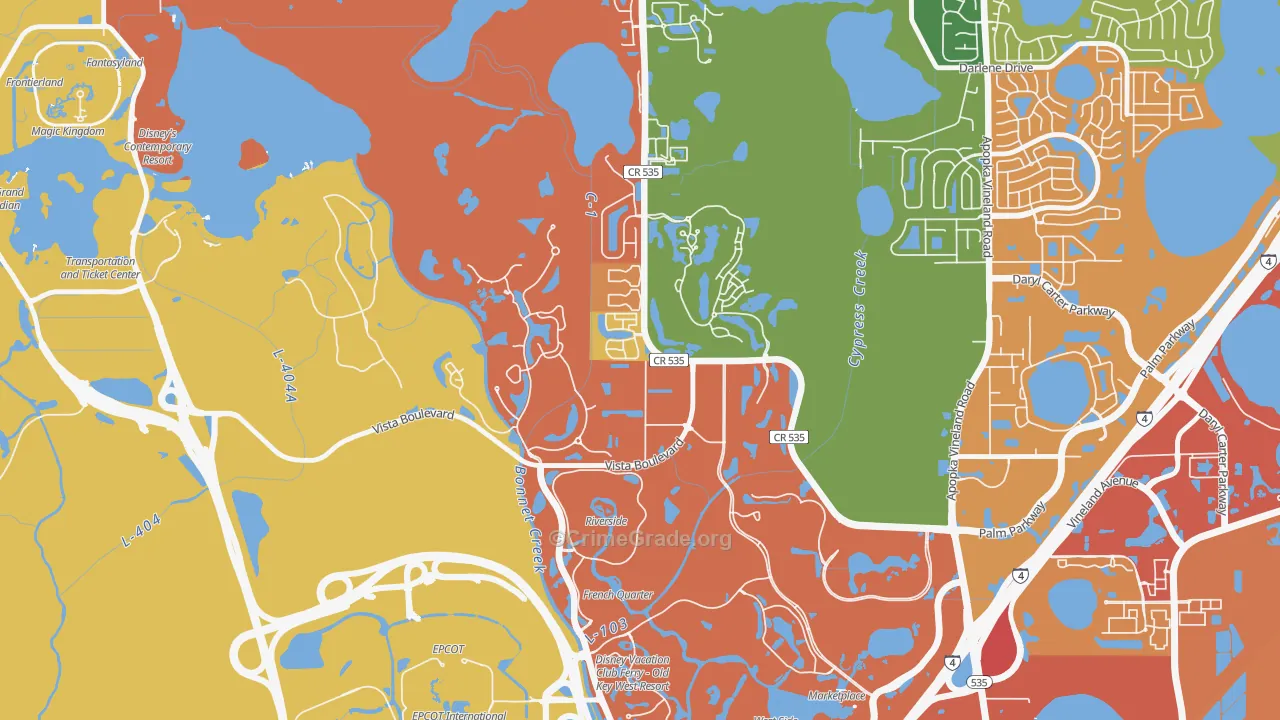 Lake Buena Vista, FL Map of Vandalism Rates