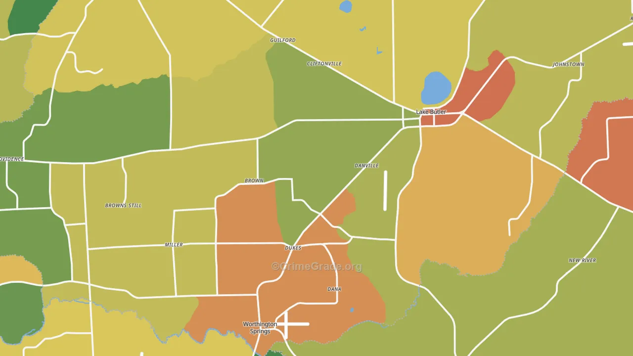 Lake Butler, FL Map of Vandalism Rates