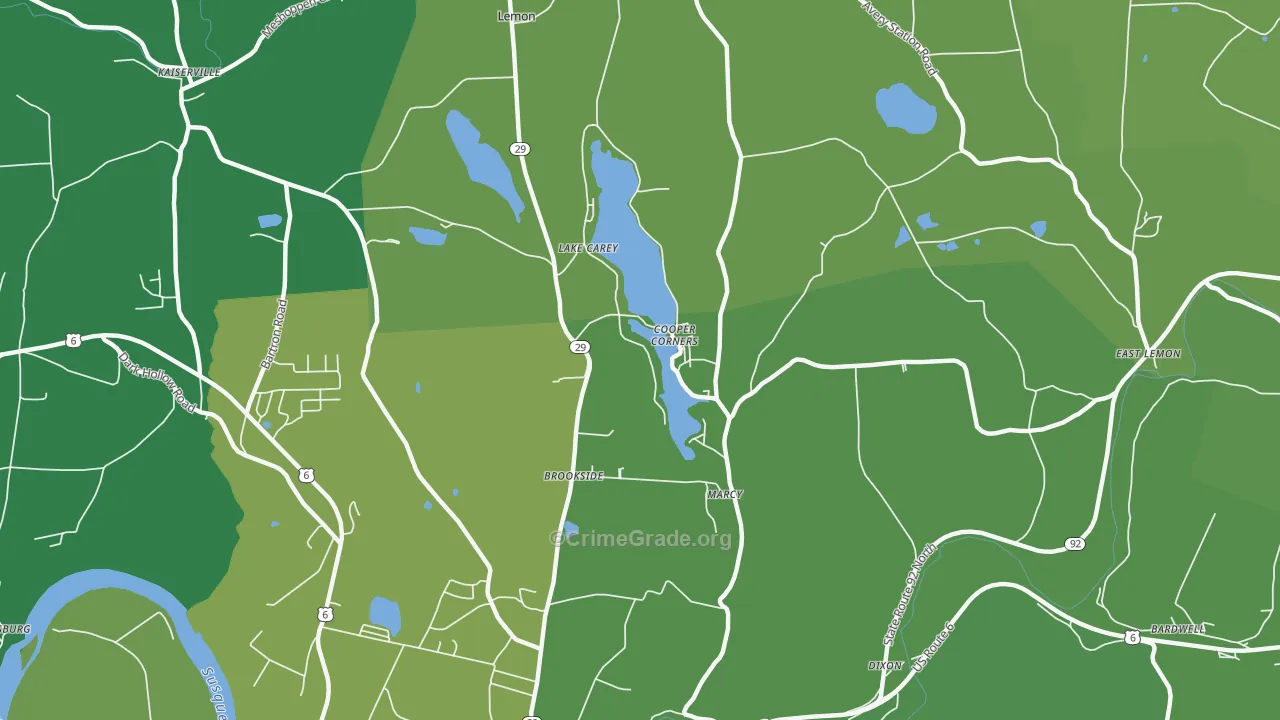 Lake Carey, PA Map of Vandalism Rates