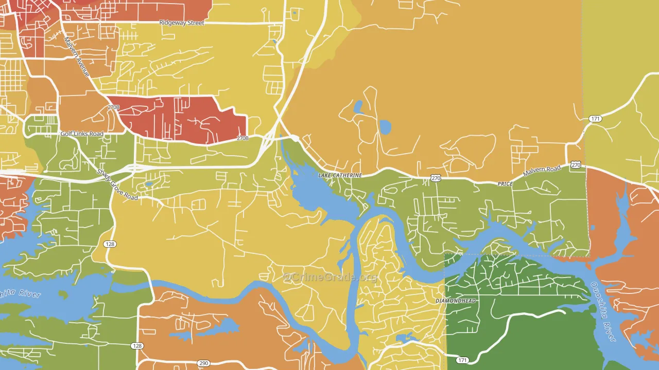 Lake Catherine, AR Map of Vandalism Rates
