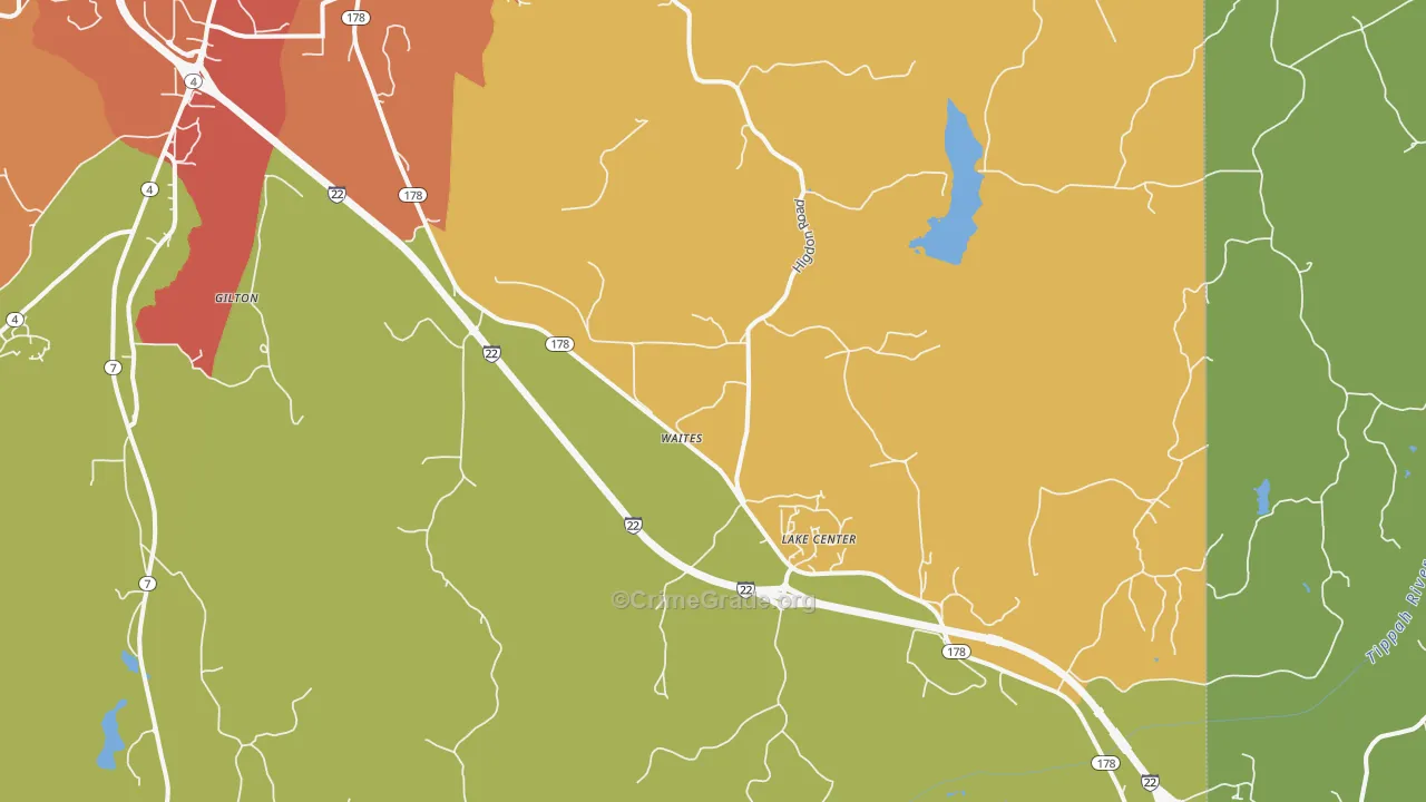 Lake Center, MS Map of Vandalism Rates