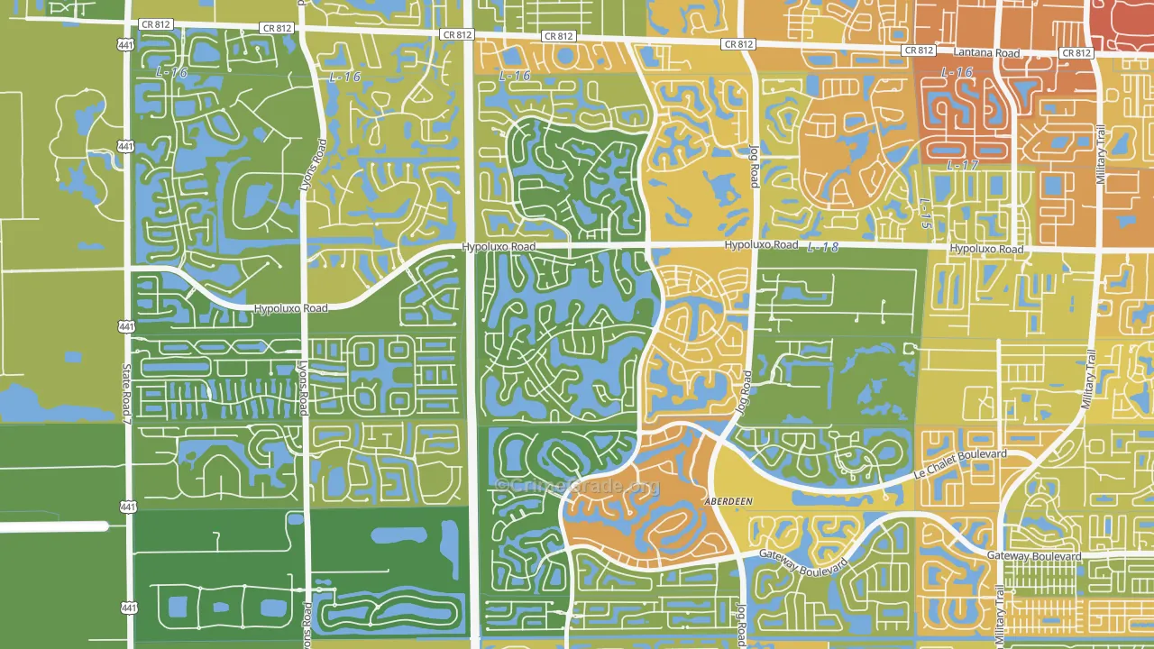 Lake Charleston, Lake Worth, FL Map of Vandalism Rates